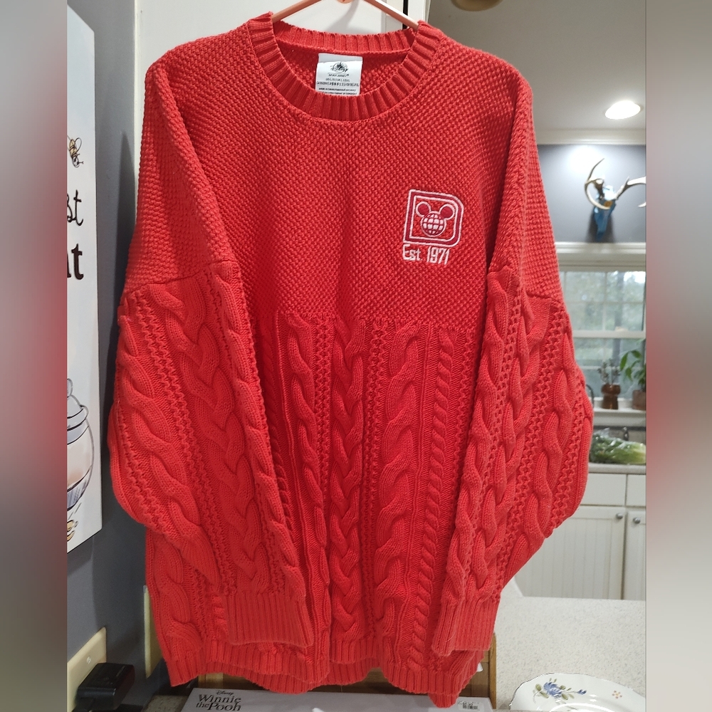 Walt Disney World Parks Cable Knit Pullover Sweater Size L Rare World Holiday